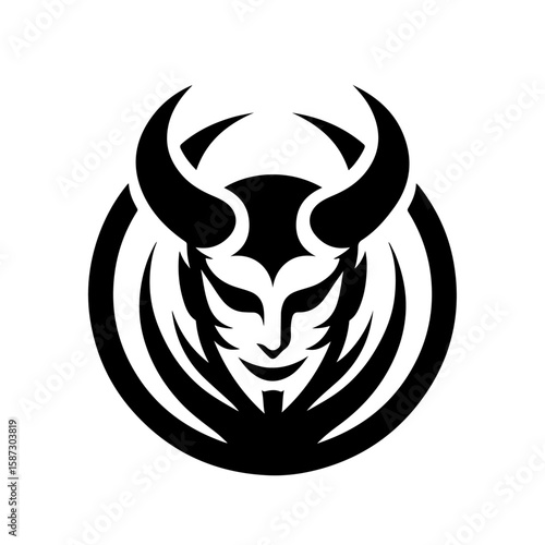 Satanic Graphic Icon: A detailed monochrome illustration of a demonic entity, embodying mystery and intrigue within its design.
