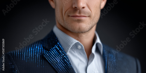 Businessman Using Hologram in Virtual Space and Analyzing Data