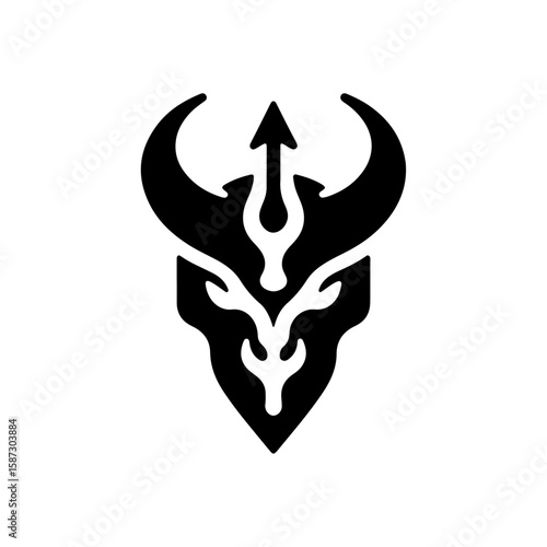 Emblem of Power and Mystery: A dark and enigmatic emblem featuring a stylized illustration of a mythological creature, exuding strength, power, and a hint of the arcane.