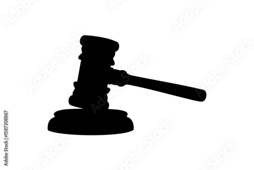 justice gavel silhouette vector, judge hammer vector illustration