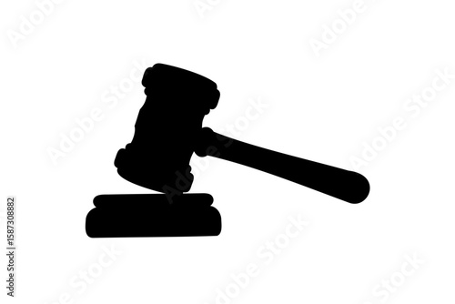 justice gavel silhouette vector, judge hammer vector illustration