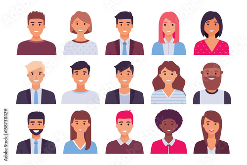 Diverse Faces: A collection of diverse portraits, each face representing a unique individual with a range of skin tones, hair colors, and expressions.