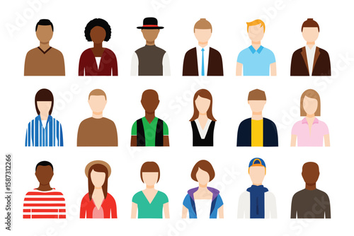 Diverse Faces: A collection of diverse and anonymous human figures, each conveying a sense of individuality through their attire and features, representing the spectrum of humanity.
