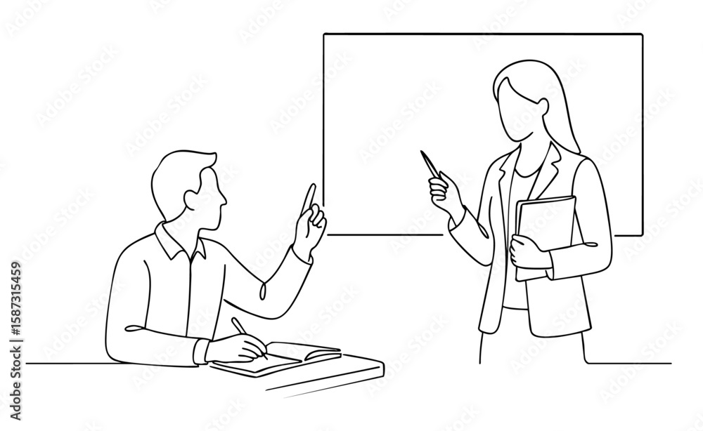 Teacher and Student in Classroom Discussion Teacher and Student in Classroom Discussion