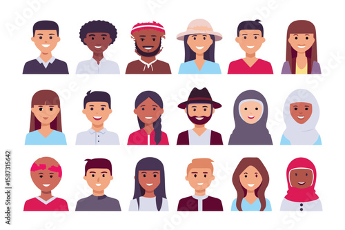 Diversity in Unity: A collection of various individuals with diverse ethnicity, gender and appearance represent people together. A celebration of human representation in harmony.