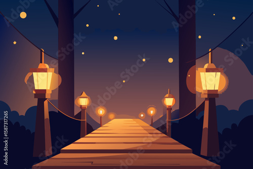 street lights in the night
