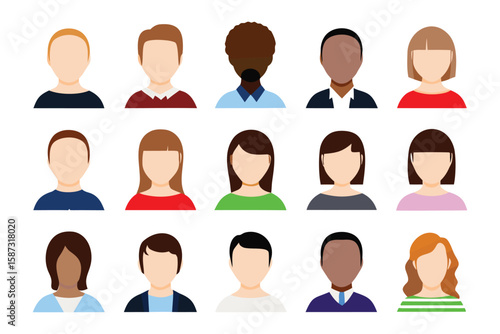 Diversity of Faces: A collection of simple, colorful avatars representing a spectrum of individuals, each symbolizing a unique identity and embodying a wide array of human characteristics.