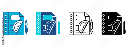 School Icon Set With Multiple Styles. Vector Illustration