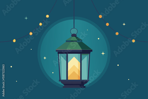 christmas lantern on the snow background