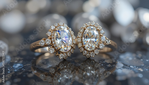 Two Elegant Diamond Engagement Rings on Display.