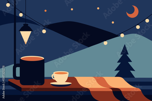 illustration of a cafe in the morning