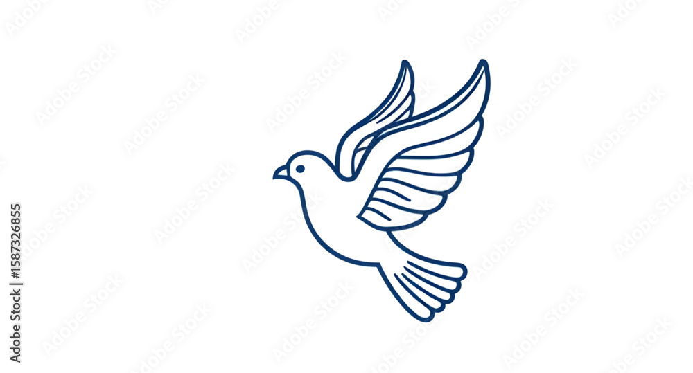 Obraz premium dove, peace, symbol, white bird, olive branch, freedom, harmony, hope, purity, spirituality, wings spread, flying dove, peaceful icon, unity, love, calm, serenity, gentle, soft feathers, illustration,