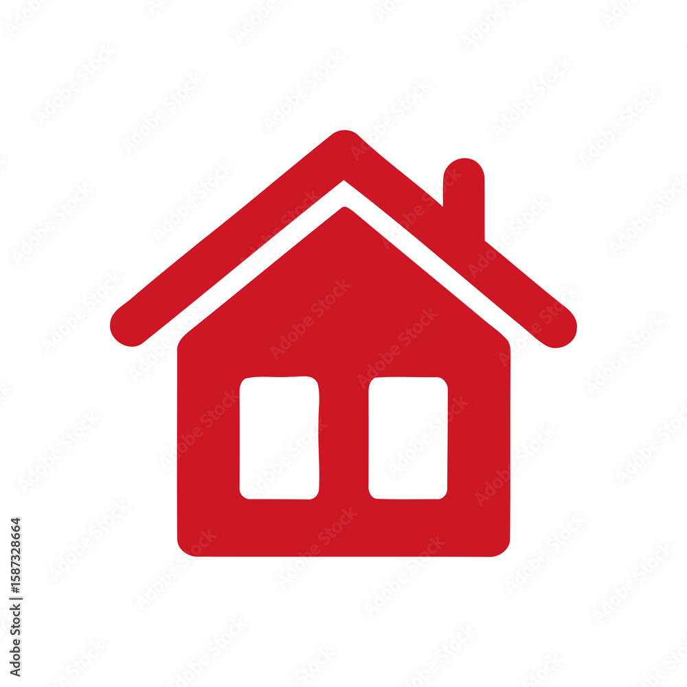 A red house with a chimney icon vector A red house with a chimney icon vector