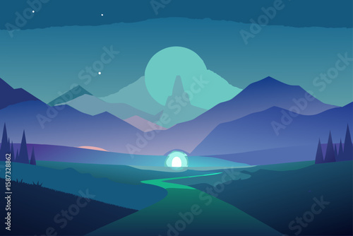 winter landscape with mountains