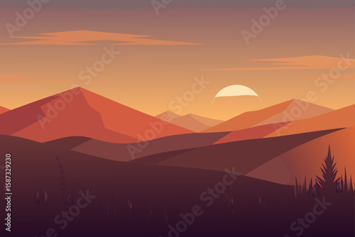 vector illustration of a sunset