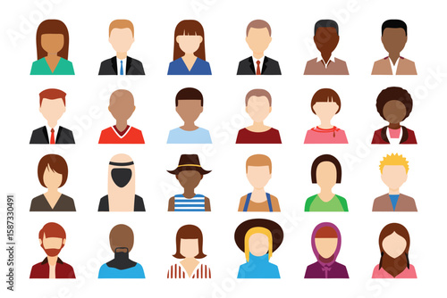 Diverse Avatar Collection: A visually engaging array of diverse avatars, each a unique representation of different individuals from various backgrounds and walks of life.