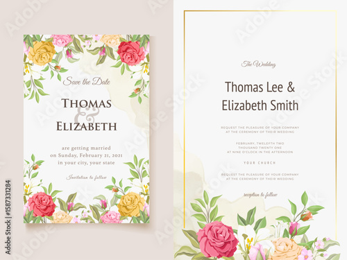 beautiful floral wedding invitation card template