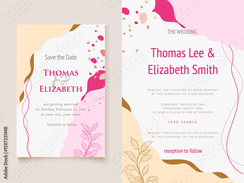 wedding invitation card memphis style template