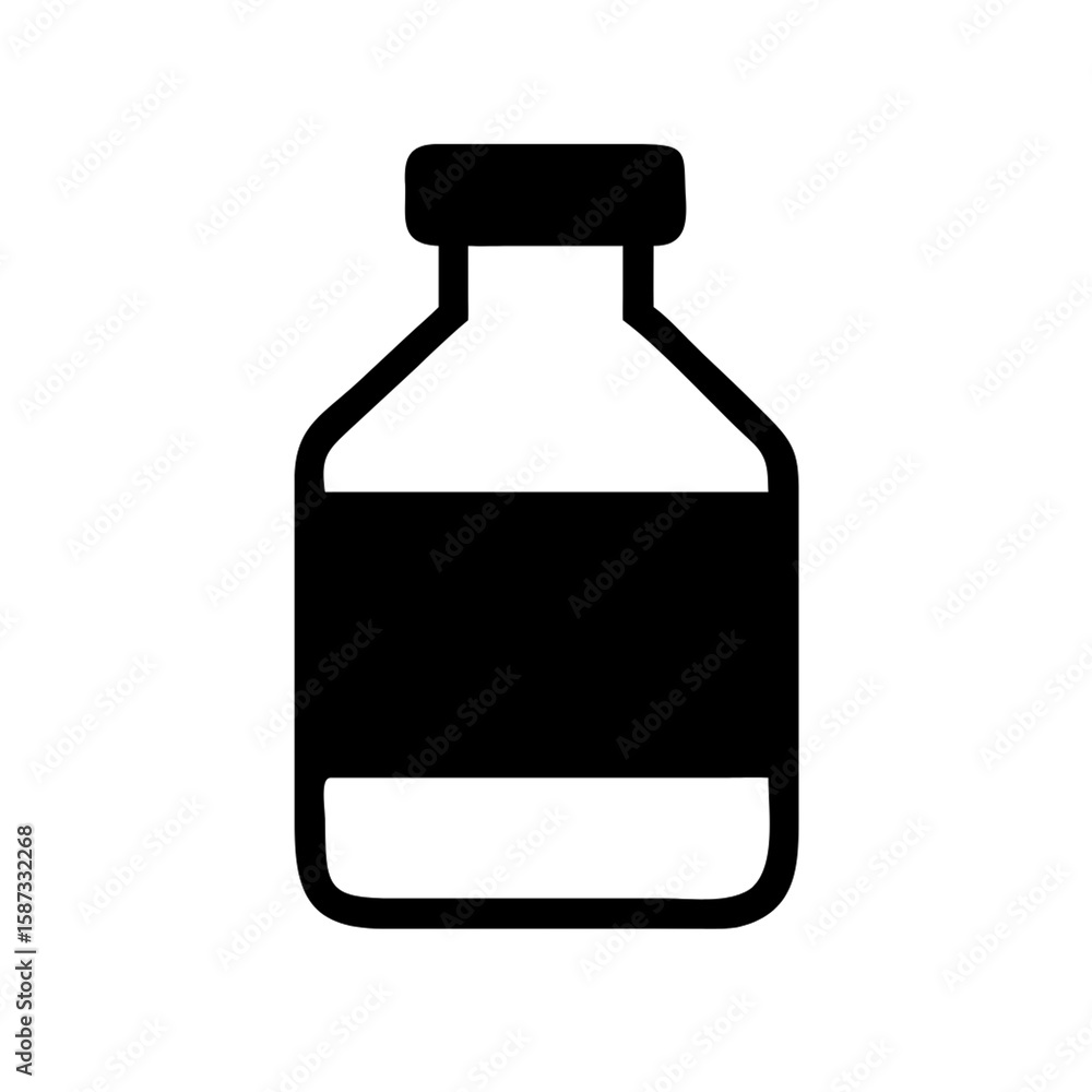 A black icon representing a medical vial isolated on transparent background A black icon representing a medical vial isolated on transparent background