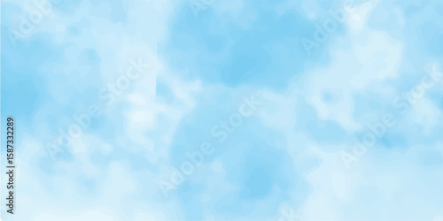 Clouds and sky watercolor vector hand drawn vector illustration. Abstract blue winter watercolor background. Sky pattern with snow. Light blue watercolour paper texture background.