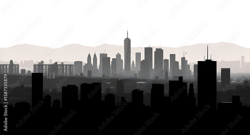 Naklejka premium sunrise, city, skyline, morning, dawn, urban, sunlight, golden hour, buildings, cityscape, horizon, sky, warm light, sunrise sky, silhouettes, architecture, high-rise, rooftops, glowing sky, reflectio