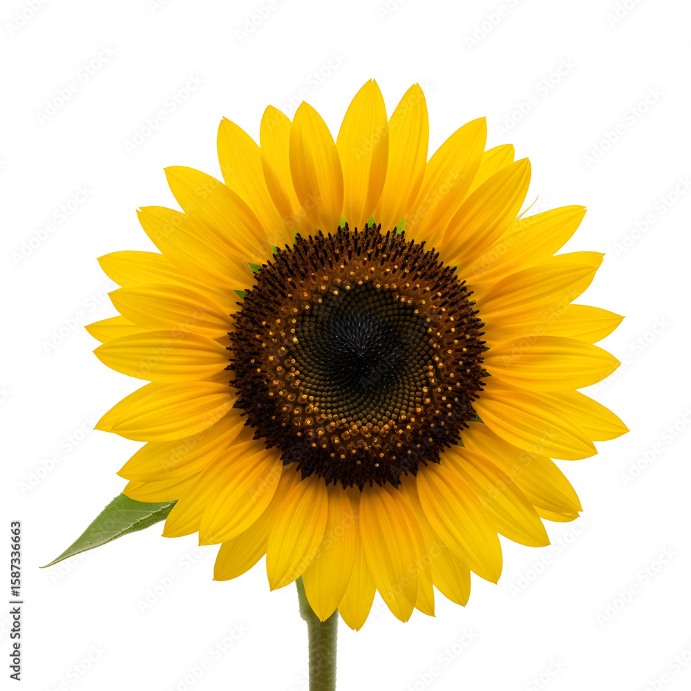 Fototapeta premium Radiant sunflower bloom against dark background