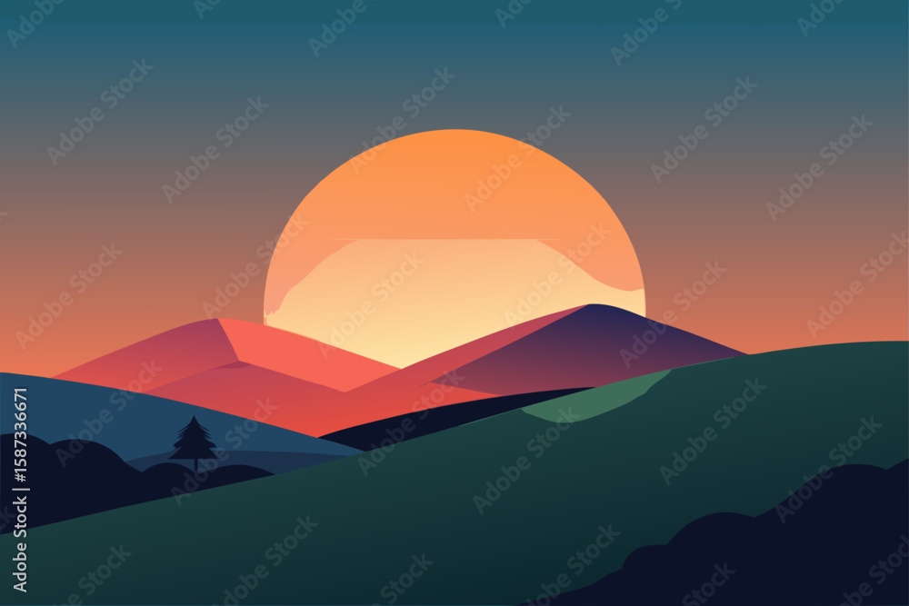 Obraz premium sunset over mountains