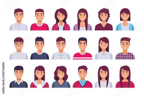 Diverse Portraits: A collection of various avatars representing diverse individuals of different genders, ethnicity, each embodying unique personality.