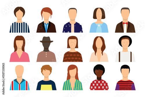 Diverse Ensemble: a collection of stylized portraits, each representing a unique individual from varying walks of life, creating a vibrant tableau of inclusivity and the beauty of human diversity.