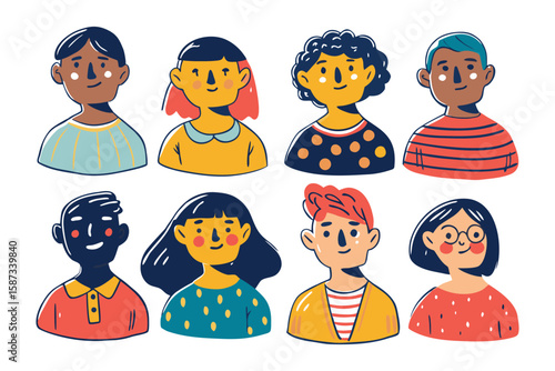 Diverse Portrait Collection: A vibrant collection of diverse portraits, showcasing unique and expressive characters. Each portrait radiates individuality and charm.