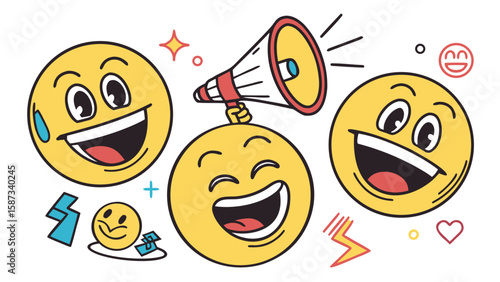 Expressive Cartoon Emoji Pack – Modern Vector Illustration

