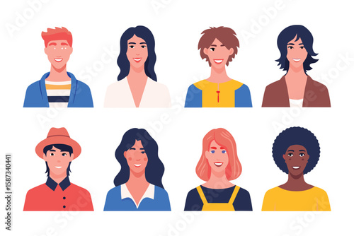 Diverse Avatars: A vibrant collection of diverse human avatars, each with a unique appearance and expression, representing the richness and variety of human faces.