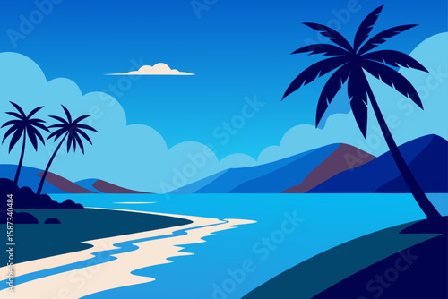 tropical beach with palm trees