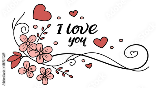 Minimal Romantic Vector Illustration with Heart and Couple Silhouette

