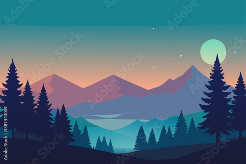 sunset in mountains