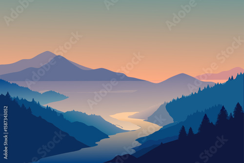 mountains in the morning