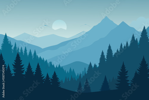 winter mountain landscape with snow