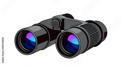 black binoculars isolated on white
