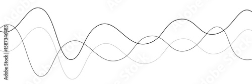 Thin line wavy abstract vector background. Curve wave seamless pattern. Line art striped graphic template. Vector illustration.