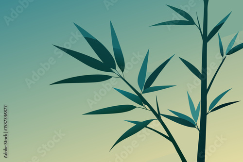 bamboo leaves on a black background