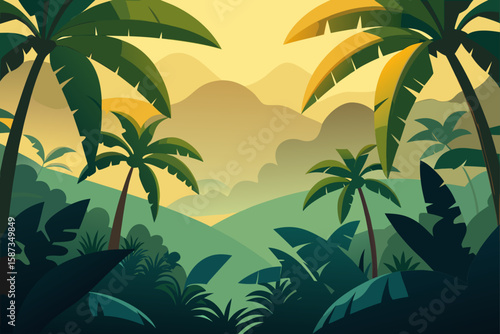 vector illustration of a tropical island with palms