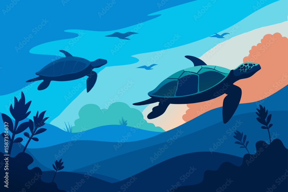 Obraz premium underwater scene with fishes