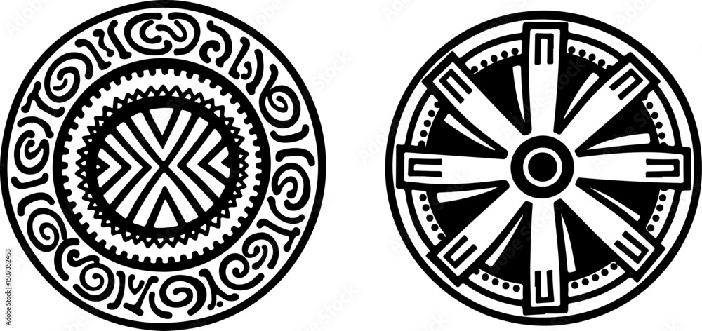 Obraz premium Tribal Sun & Moon Mandala Vector bundle graphics