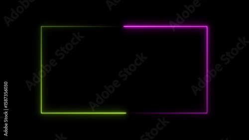 Wallpaper Mural Abstract glowing neon rectangle border frame neon line animation. Torontodigital.ca