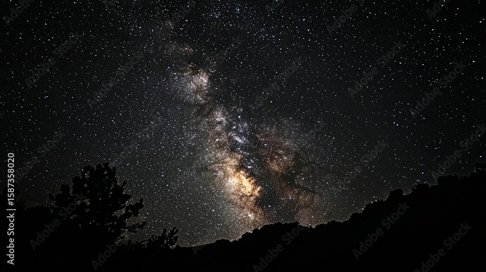 Fototapeta premium Milky Way over Silhouetted Hills