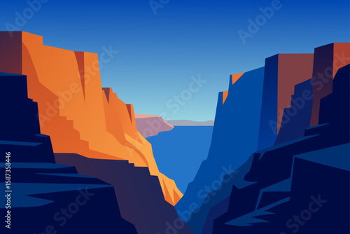 Vibrant sunset over the Grand Canyon National Park landscape with red rocks and dramatic clouds