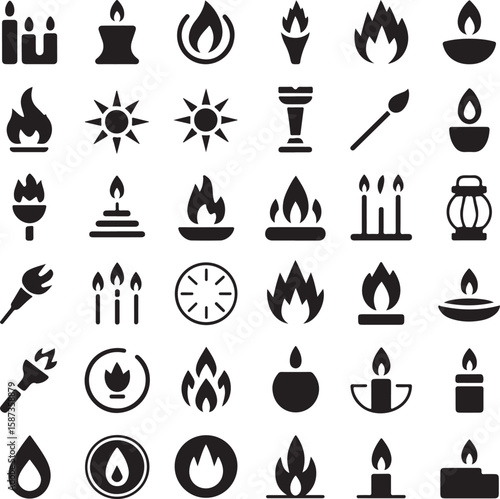 Flame and Candle Icon Collection