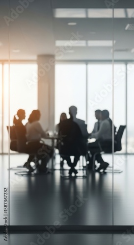 Team Strategy Meeting Modern Office Business Discussion Professional Environment Group Perspective Collaborative Ideas Generation for Optimal Performance