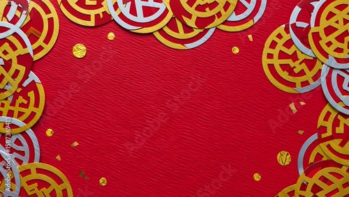 Red & Gold Mizuhiki: Traditional Japanese Motifs as a Luxurious Decorative Frame


