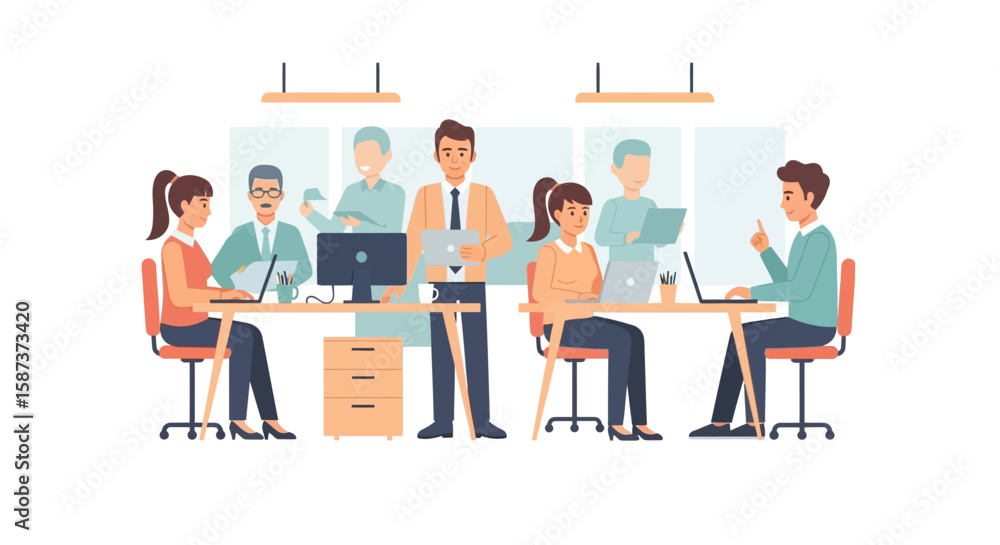 Obraz premium Team of Business Professionals Working in Modern Office Space.